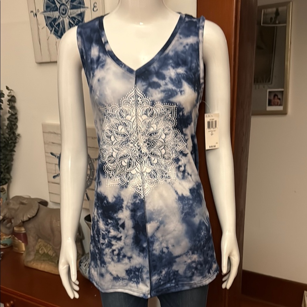 NWT Style&Co sport size small Blue and White Women's Sleeveless Top